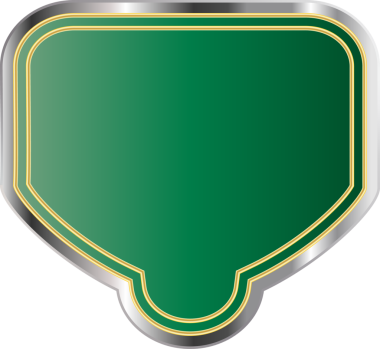 Şeffaf arkaplanda gümüş çerçeveli yeşil amblemin dijital png çizimi. Ayrı resim, tasarım arkaplan ve maket.