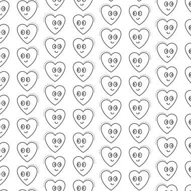 Şeffaf arkaplanda tekrarlanan kalplerin siyah deseninin dijital png çizimi. İzole görüntü, kalıp ve şekil kavramı.