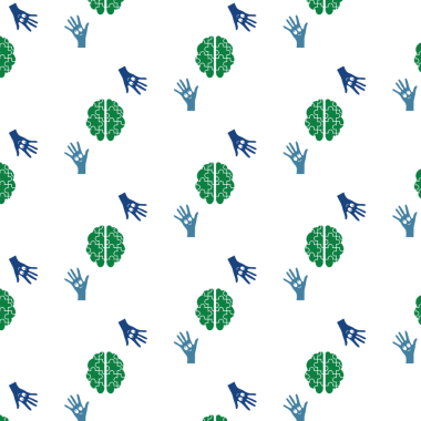 Şeffaf arkaplanda elleri ve bulmacaları olan beyinlerin dijital png çizimi. Ayrı resim, tasarım arkaplan ve maket.