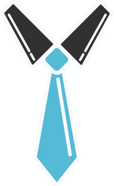 Şeffaf arkaplanda siyah yakalı ve mavi kravatlı dijital png çizimi. İzole görüntü, iş elbiseleri..