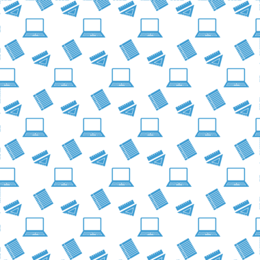 Şeffaf arkaplanda dizüstü bilgisayar, defter ve cetvel sembollerinin dijital png çizimi. İzole görüntü, desen ve sembol kavramı.