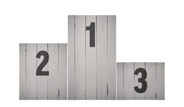 Şeffaf arkaplanda beyaz podyumun dijital png çizimi. İzole imaj, spor ve rekabet konsepti.