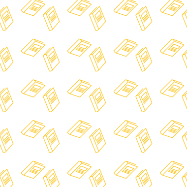 Şeffaf arkaplan üzerine tekrarlanan kitapların sarı desenli dijital png çizimi. İzole görüntü, kalıp ve şekil kavramı.