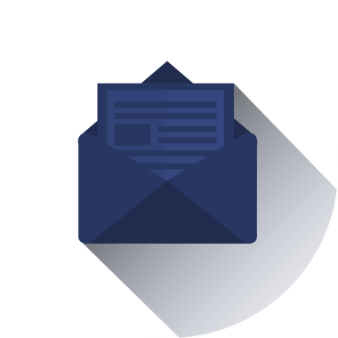 Şeffaf arkaplanda harfli mavi zarfın dijital png çizimi. İzole görüntü, mesaj ve iletişim konsepti.