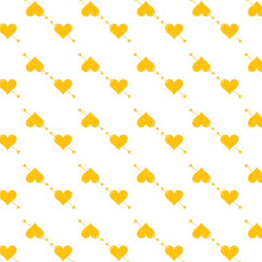 Saydam arkaplanda okları olan sarı kalplerin dijital png çizimi. İzole görüntü, şekil, renk ve desen kavramı.