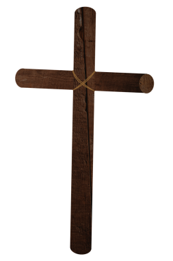 Şeffaf arkaplanda tahta haçın dijital png fotoğrafı. Münferit fotoğraf, inanç ve din kavramı.