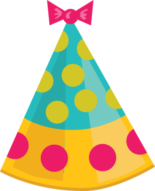 Şeffaf arkaplan üzerinde sarı noktalar olan parti şapkasının dijital png çizimi. İzole görüntü, parti ve şekil kavramı.