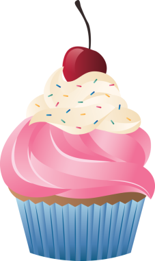 Şeffaf arkaplanda krema ve kirazlı kekin dijital png çizimi. İzole görüntü, fırın ve kekler..