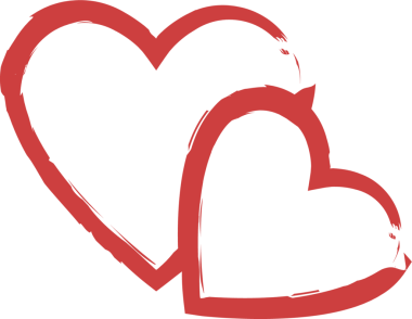 Şeffaf arkaplanda iki kırmızı kalbin dijital png çizimi. İzole görüntü, duygular, Sevgililer Günü.