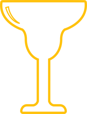 Şeffaf arkaplanda büyük sarı camların dijital png çizimi. İzole görüntü, kutlama ve eğlence.