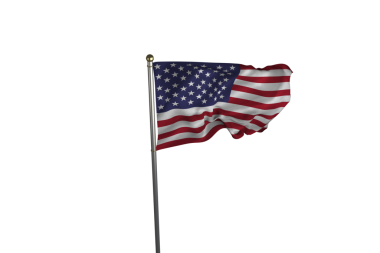 Şeffaf arka planda Birleşik Devletler bayrağının dijital png çizimi. İzole görüntü, milliyet ve sembol kavramı.