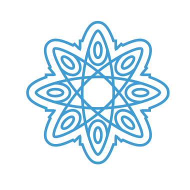 Şeffaf arkaplanda elipslerden oluşan yıldızın dijital png çizimi. İzole görüntü, geometrik şekiller, simetri.