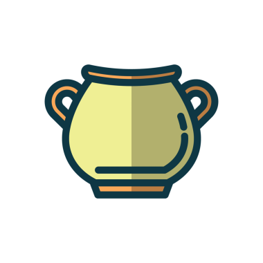 Şeffaf arkaplanda bej vazonun dijital png çizimi. İzole görüntü, tasarım ve şekil kavramı.