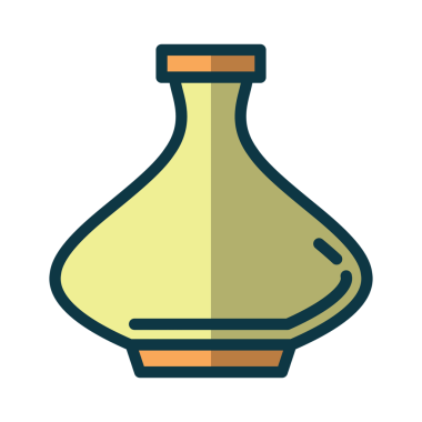 Şeffaf arkaplanda sarı çanağın dijital png çizimi. İzole görüntü, çömlek ve şekiller konsepti.