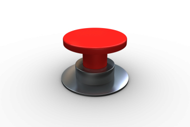 Şeffaf arkaplanda kırmızı düğmenin dijital png çizimi. Ayrı görüntü, aygıt ve şekiller kavramı.