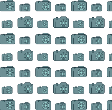 Şeffaf arkaplanda turkuaz kamera deseninin dijital png çizimi. Ayrı resim, tasarım arkaplan, maket.