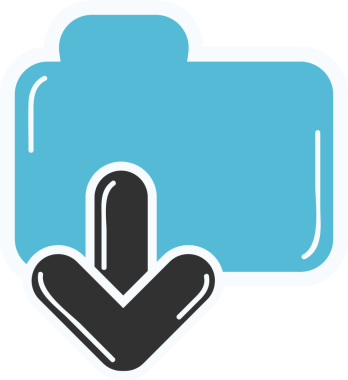 Mavi pencerenin dijital png çizimi ve şeffaf arkaplanda siyah ok. İzole resim, mesaj, bilgi, yön ve rota.