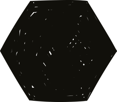 Şeffaf arkaplanda siyah altıgenin dijital png çizimi. Ayrı görüntü, soyut, şekiller ve desenler.