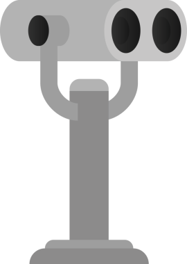 Şeffaf arkaplanda gri dürbünün dijital png çizimi. İzole imaj, seyahat, turizm ve keşif konsepti.