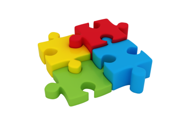 Şeffaf arkaplanda renkli bulmacanın dijital png çizimi. Ayrı görüntü, bulmaca ve renk kavramı.