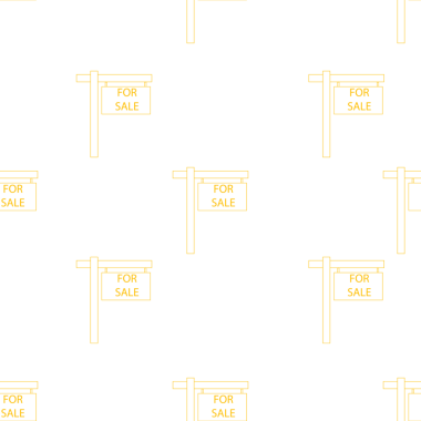 Saydam arkaplanda satılık metinler için tekrarlanan sarı şablonun dijital png çizimi. İzole görüntü, kalıp ve şekil kavramı.