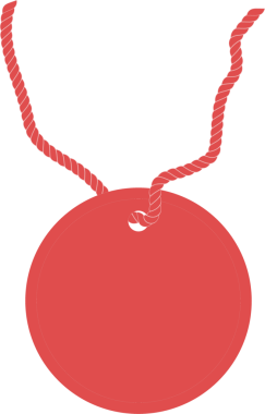 Şeffaf arkaplanda kırmızı etiketin dijital png çizimi. İzole görüntü, yazı, alışveriş ve şekil kavramı.