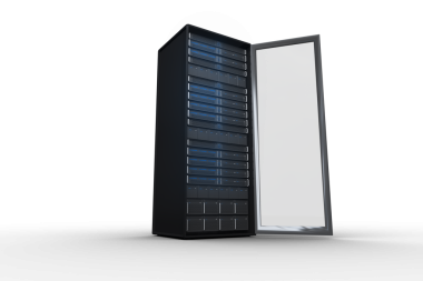 Şeffaf arkaplanda bilgisayar sunucusunun dijital png illüstrasyonu. İzole görüntü, teknoloji, iletişim ve veri işleme kavramı.