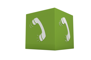 Şeffaf arkaplanda telefon sembolü olan küpün dijital png çizimi. İzole görüntü, acil durum ve iletişim konsepti.