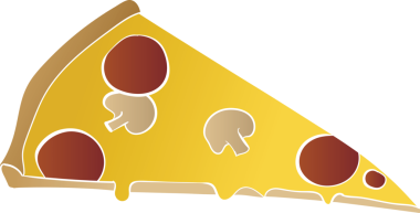 Şeffaf arkaplanda bir dilim pizzanın dijital png çizimi. İzole görüntü, yemek ve yaşam tarzı konsepti.