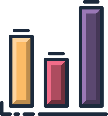 Şeffaf arkaplan üzerindeki renkli grafiğin dijital png çizimi. İzole imaj, iş ve ekonomi kavramı.