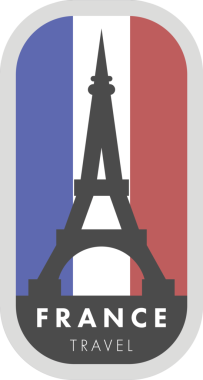 Eiffel kulesi ve şeffaf arkaplanda bayrak olan Fransa 'nın dijital png illüstrasyonu. İzole görüntü, vatanseverlik ve seyahat kavramı.