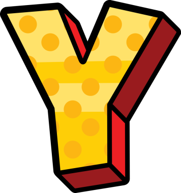 Saydam arkaplanda benekli Y harfinin dijital png çizimi. İzole görüntü, şekiller ve alfabe kavramı.