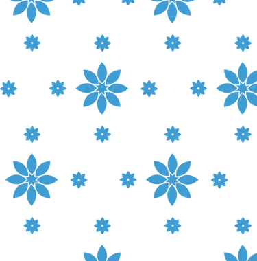 Şeffaf arkaplanda tekrarlanan çiçeklerin mavi desenlerinin dijital png çizimi. İzole görüntü, kalıp ve şekil kavramı.