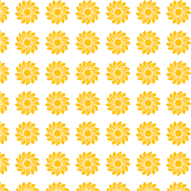 Şeffaf arkaplanda tekrarlanan çiçeklerin sarı desenlerinin dijital png çizimi. İzole görüntü, kalıp ve şekil kavramı.