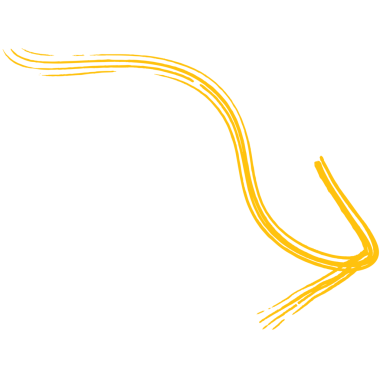 Şeffaf arkaplanda sarı dalgalı sağ okun dijital png çizimi. İzole görüntü, yön ve rota.