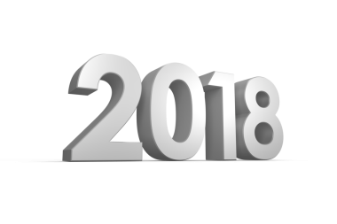 Şeffaf arkaplan üzerine beyaz 2018 metnin dijital png illüstrasyonu. İzole görüntü, yeni yıl ve kutlama konsepti.