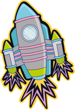 Şeffaf arkaplanda uzay roketinin dijital png çizimi. İzole görüntü, uzay ve astronotluk kavramı.