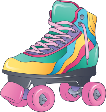 Saydam arkaplanda renkli paten kaymanın dijital png çizimi. İzole görüntü, spor ve ekipman konsepti.