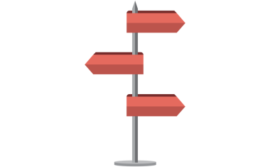 Şeffaf arkaplanda kırmızı kılavuz iletilerinin dijital png çizimi. İzole görüntü, seyahat, turizm, yön, seçim ve keşif kavramı.