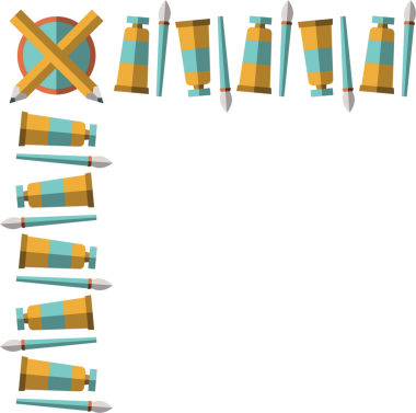 Saydam arkaplanda fotokopi alanı olan resim ve fırçaların dijital png çizimi. İzole resim, sanat ve resim.