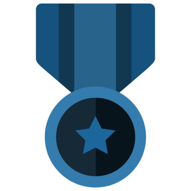 Şeffaf arkaplanda yıldızlı mavi ve siyah madalyanın dijital png çizimi. İzole görüntü, ödül, zafer.