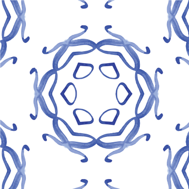 Mavi el boyalı rosetlerin dijital png çizimi saydam arkaplanda tekrarlanıyor. Ayrı resim, tasarım arkaplan ve maket.