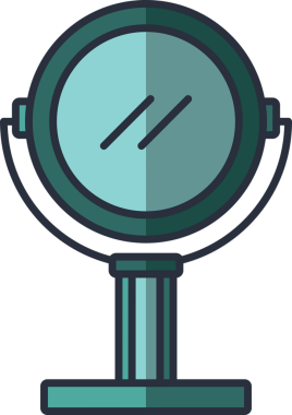 Şeffaf arkaplanda küçük aynanın dijital png çizimi. İzole imaj, kişisel bakım ve yaşam tarzı konsepti.