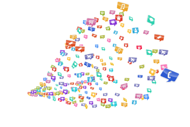 Saydam arkaplanda dijital simgelerin dijital png çizimi. Ayrı görüntü, renk, şekil ve çevrimiçi dijital arayüz.