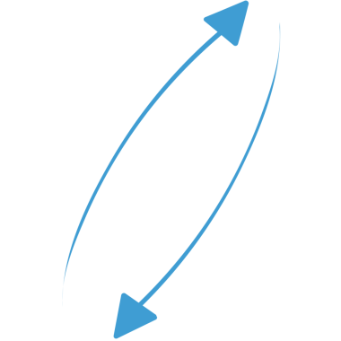 Şeffaf arkaplanda iki mavi okun dijital png çizimi. İzole görüntü, yön ve seçim kavramı.