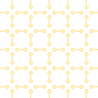 Şeffaf arkaplanda tekrarlanan ağırlıkların sarı desenlerinin dijital png çizimi. İzole görüntü, kalıp ve şekil kavramı.