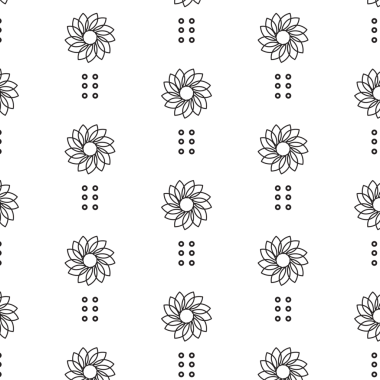 Şeffaf arkaplanda tekrarlanan çiçeklerin siyah desenlerinin dijital png çizimi. İzole görüntü, kalıp ve şekil kavramı.