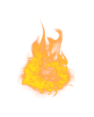 Şeffaf arkaplanda altın alevlerinin dijital png çizimi. İzole görüntü, ateş ve alevler, sıcak.