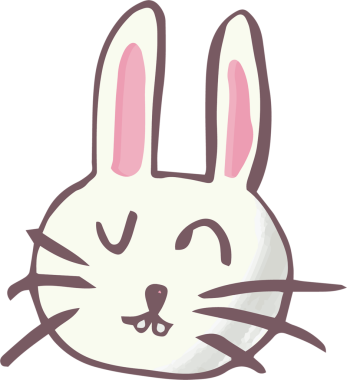 Şeffaf arka planda mutlu beyaz tavşanın dijital png çizimi. İzole görüntü, Paskalya ve hayvanlar konsepti.