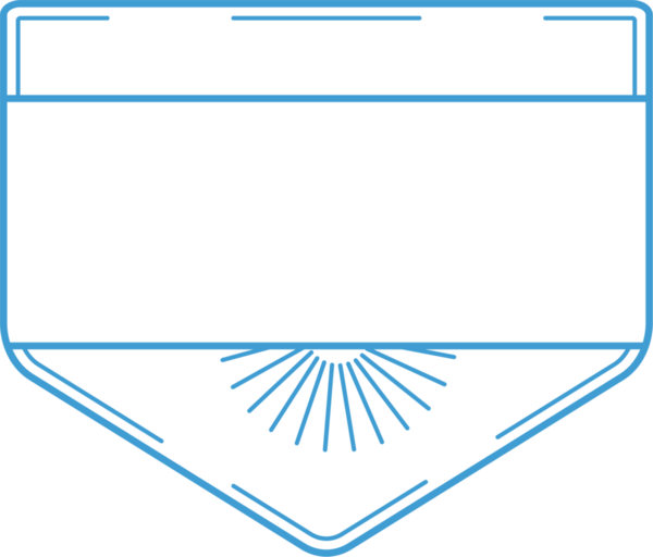 Şeffaf arkaplanda kopya alanı olan mavi amblemin dijital png çizimi. Ayrı resim, tasarım arkaplan ve maket.